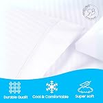 3 Ensemble de draps d'hôpital en pièces, 100% Coton égyptien 450 Nombre de fils, doux et confortable, taille standard 36X80 De pouce avec 6 Poche profonde de pouce, bande blanche