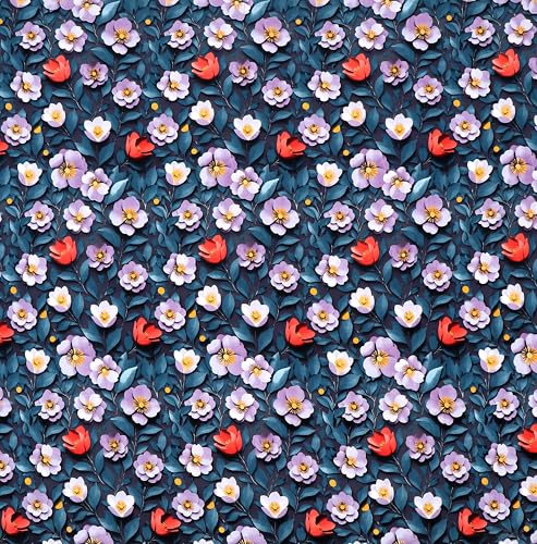 Image of DECORUM 300TC Glace Cotton Elastic Fitted King Size Bedsheet (72''X78'') with 2 Pillow Covers | Soft & Comfortable Cotton Feel | Fits Upto 8'' Mattress | Navy-Blue Botanical Floral