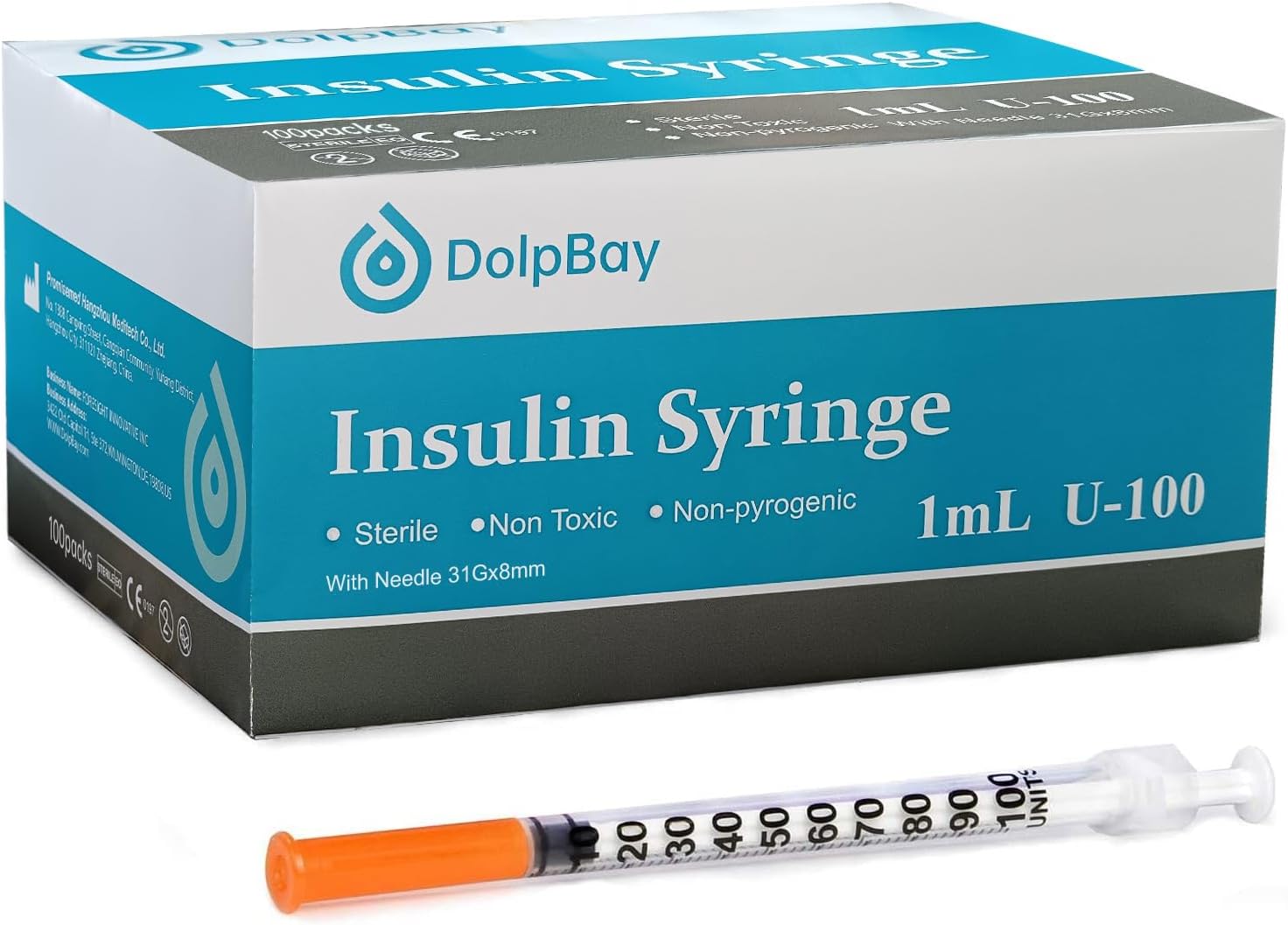 Seringe Insulin, 1ml/cc 31G 5/16" (8mm) - Pack of 100 Pcs