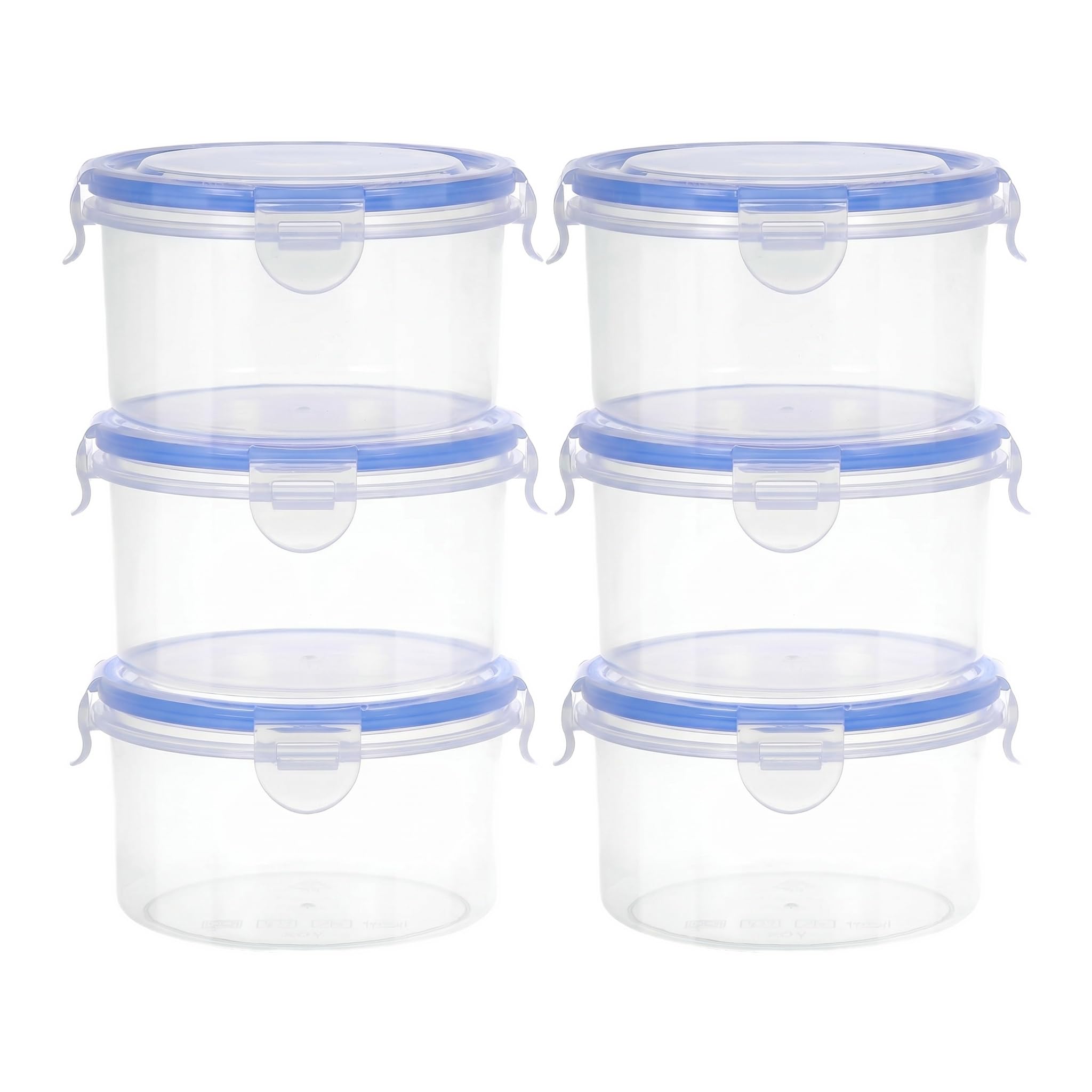 YAOJuSXing 6 Pack 600ml Food Containers with Lids, Round Plastic Food Storage Container Reusable Overnight Oats Containers Airtight Locking Seal Portable Container Snack Pots Microwave Fridge Safe