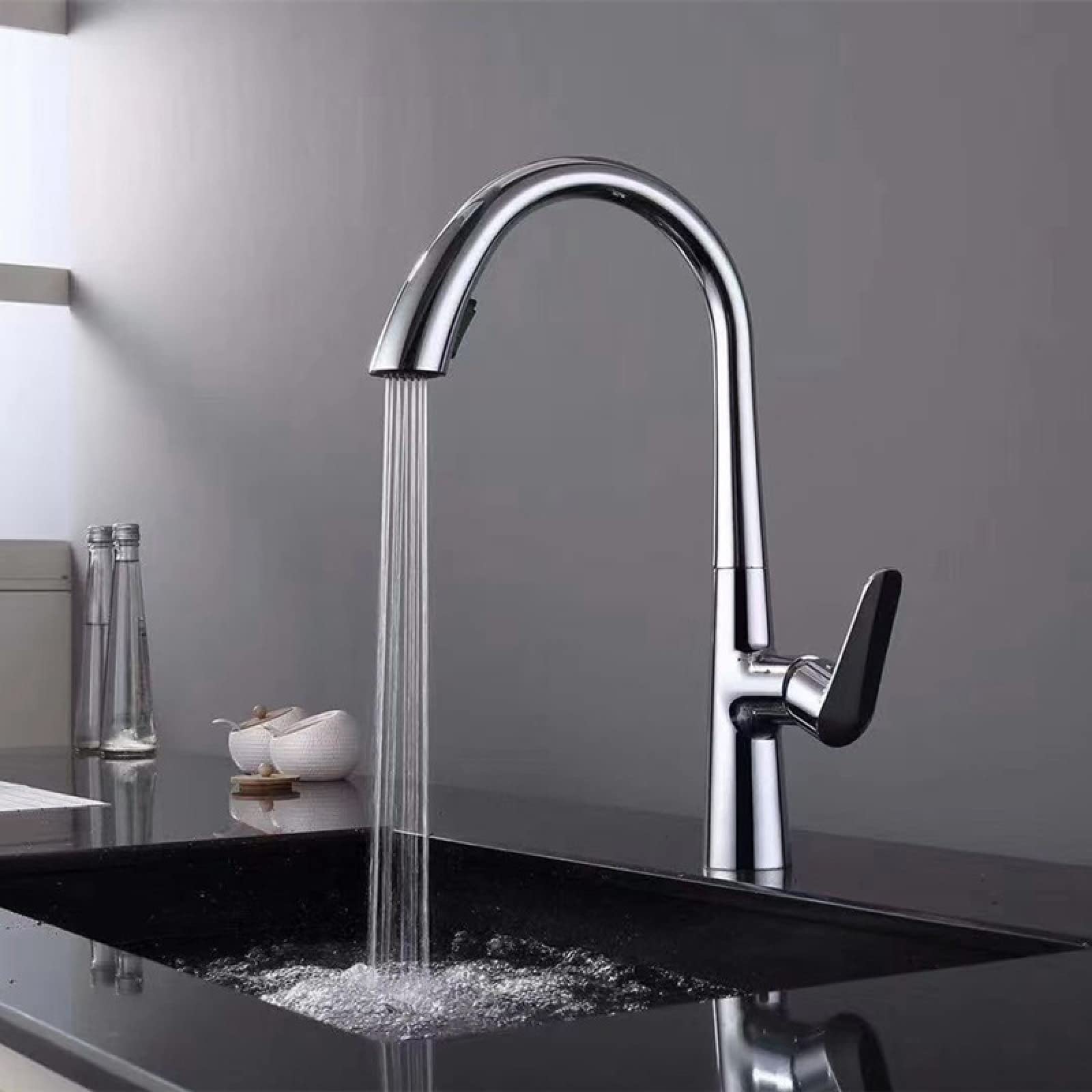 Robinet de cuisine avec pulvérisateur extractible 2 modes pour évier chaud et froid