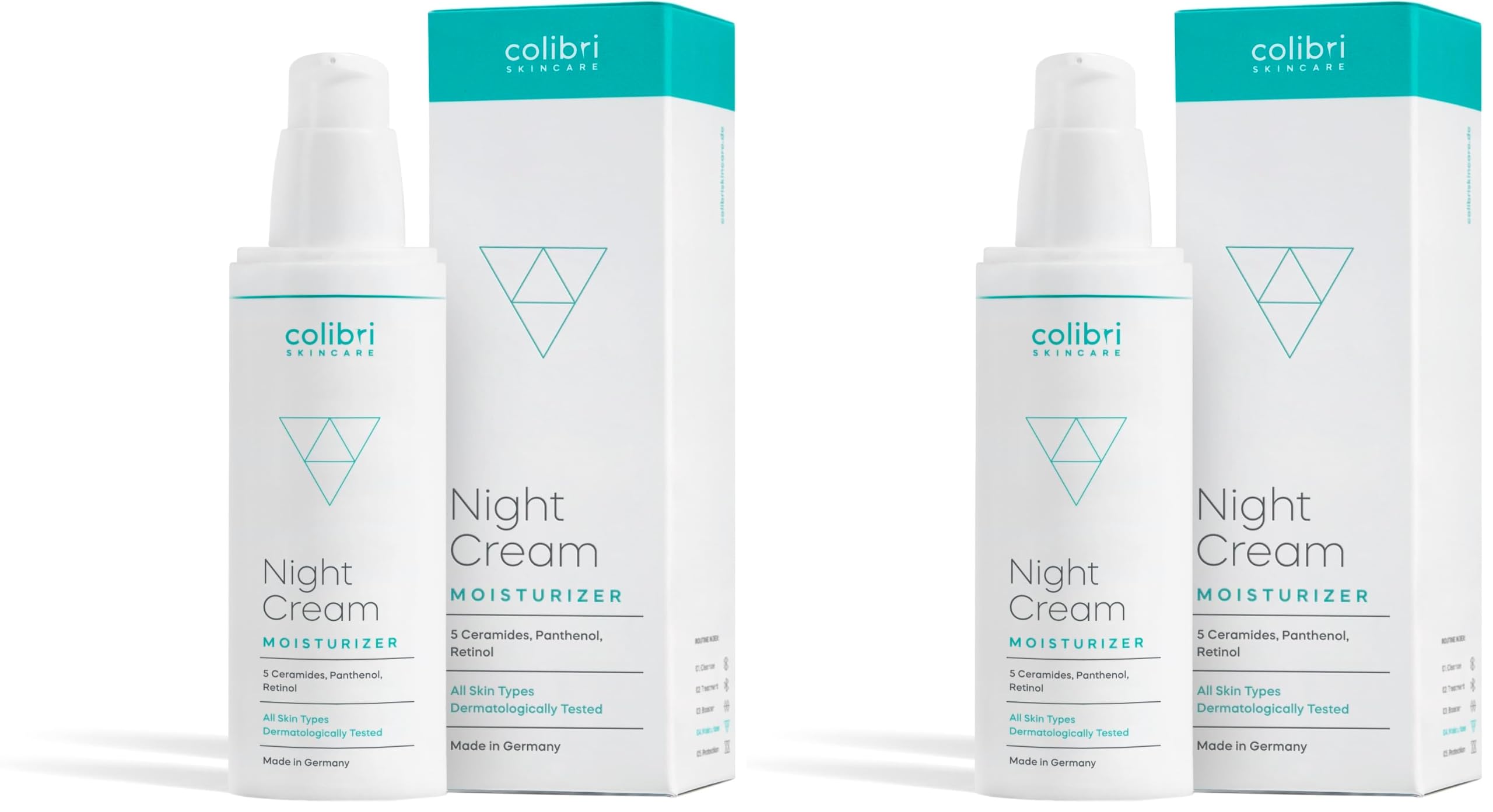 colibri skincare Night Cream 80ml - Nachtcreme mit Retinol (Packung mit 2)