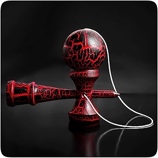 PRECORN Kendama Juego de Habilidad con Bola Negra/roja | Juego de Madera de Pelota |Juguetes de Habilidad Japonesa de la Marca