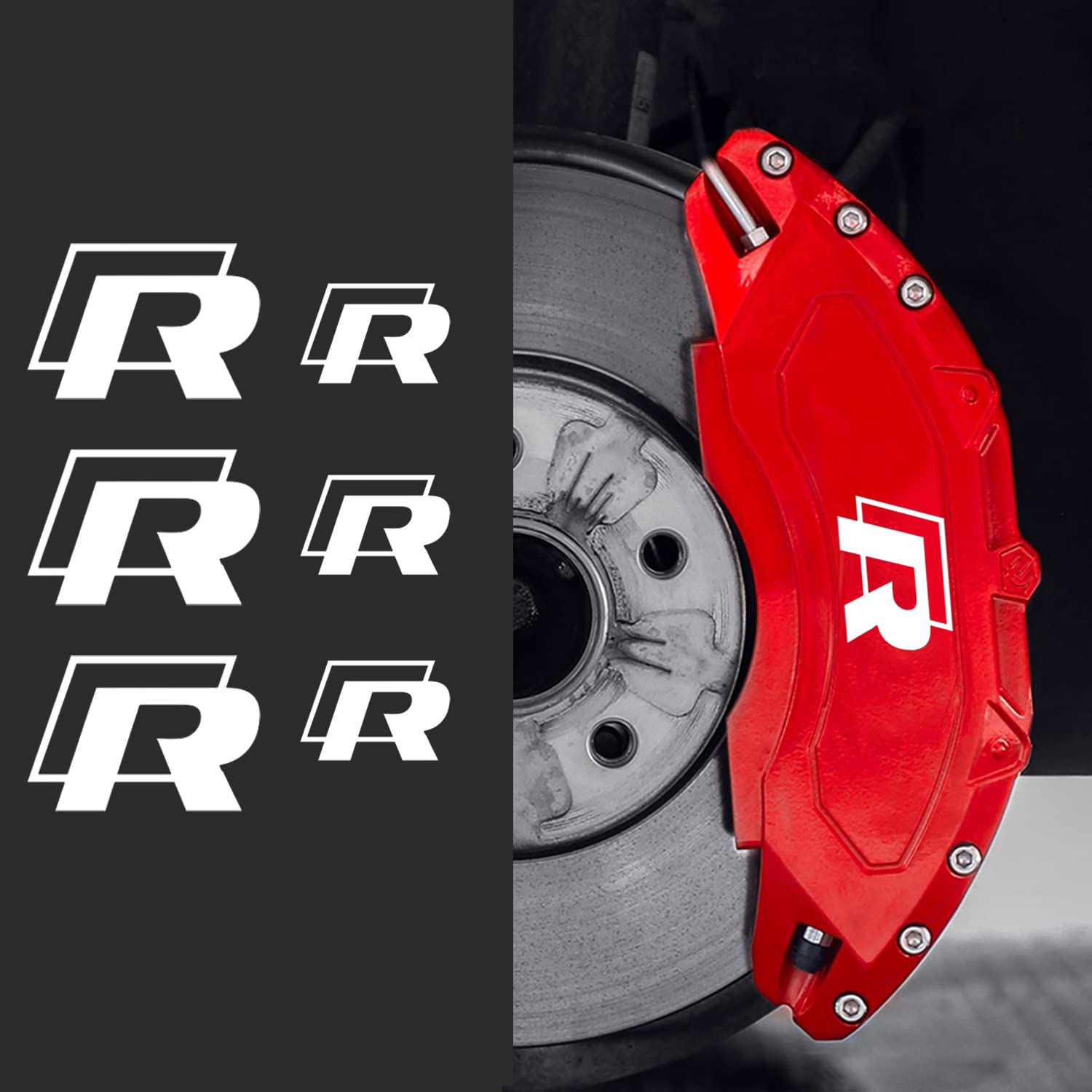 Bokos 車 ブレーキキャリパー ステッカー ブレーキキャリパーカバー Rステッカー 耐熱性 汎用【あなたが選択するための数十の図案を提供する】ホワイト