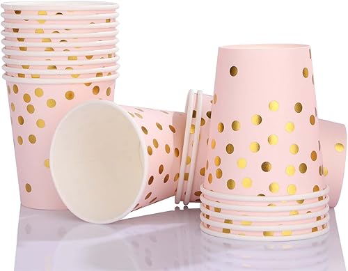 Miniatura 4 de FEENRUI Platos y servilletas rosas de feliz cumpleaños, suministros de fiesta para 25, decoraciones de cumpleaños rosa y dorado para mujeres platos