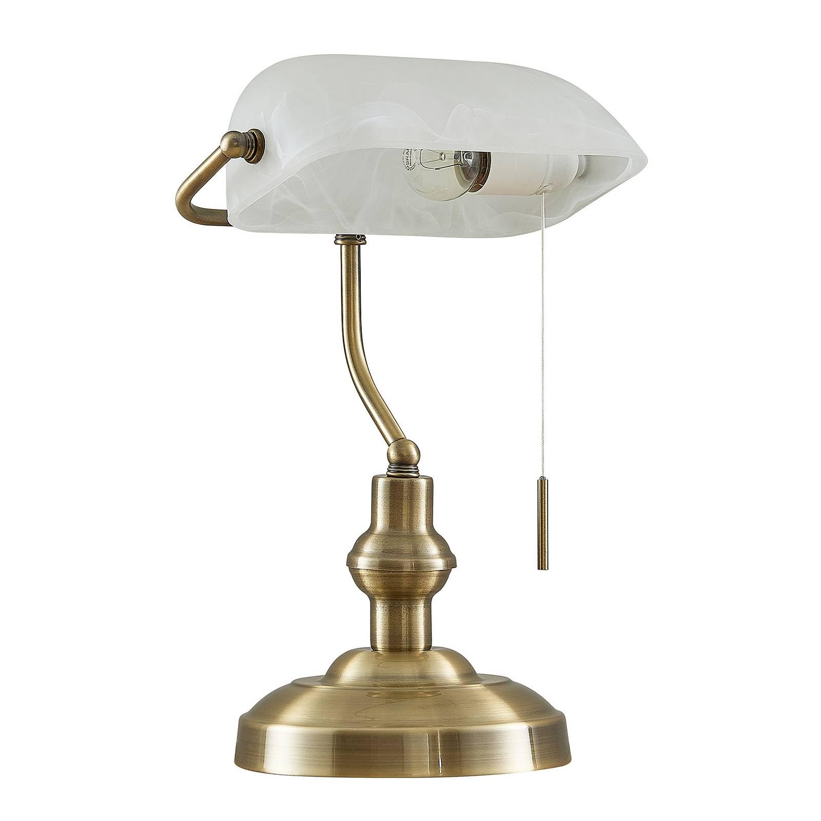 Lindby Bronze, Opal White Table Lamp Profina (Antique, Vintage) In Bronze Made Of Metal For E.g. Office & Workroom (1 Light Source E27) From Desk Lamps
