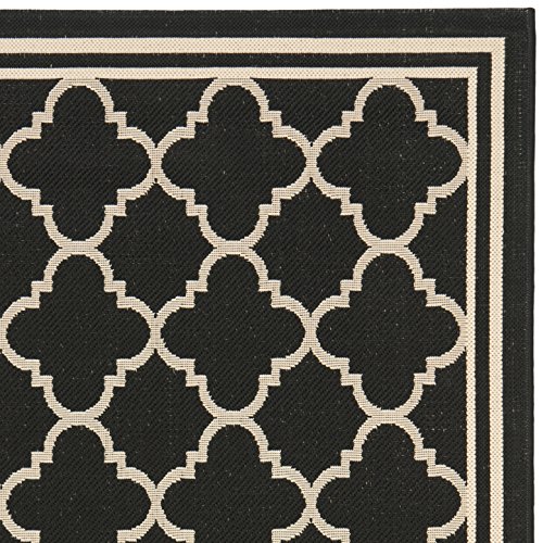 Safavieh Courtyard Collection 4' X 5'7" Black/Beige Cy6918 Trellis Indoor/ Outdoor Waterproof Easy--Cleaning Patio Backyard Mudroom Accent--Rug #TOP5