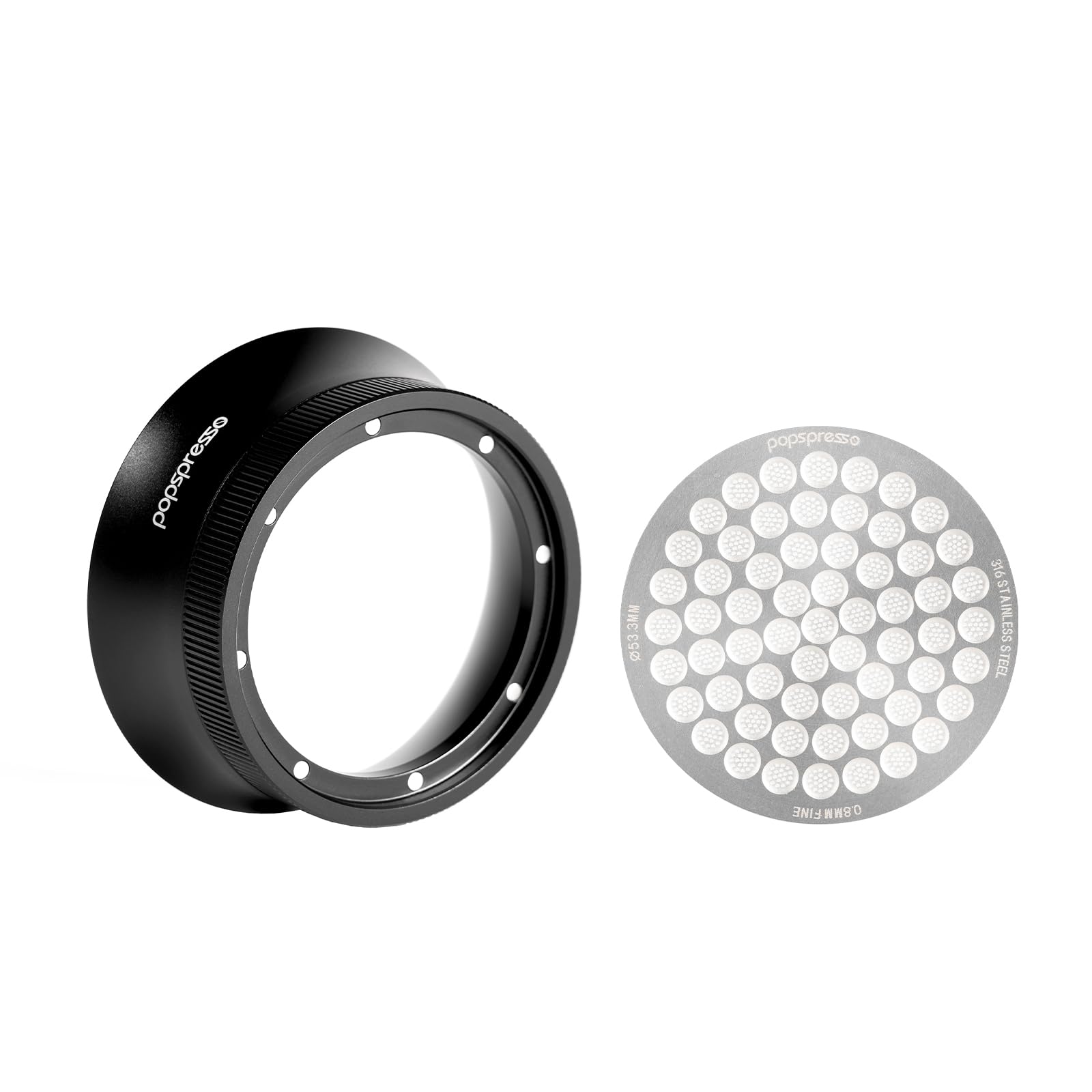V3 53.3mm Magnetic Espresso Dosing Funnel & Puck Screen Set, 3cm High No Mess Design, Fits 53.3/54mm Tamper, Distributor & Portafilter, 316 Stainless Steel Filter for Even Extraction