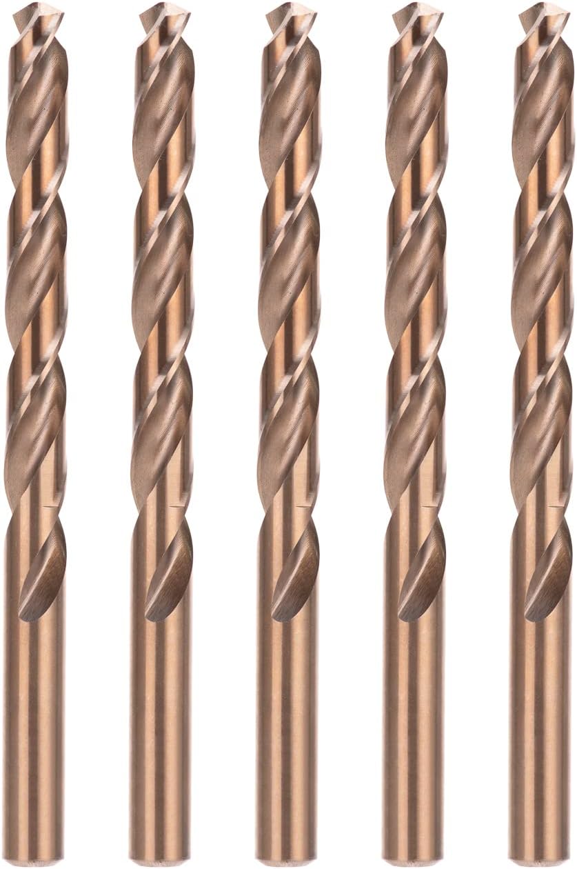 5/16 Inch Cobalt Drill Bit Set, M35 Jobber Length Twist Drill Bits,Suitable for Drilling in Hard Metal, Stainless Steel, Cast Iron,5 Pieces
