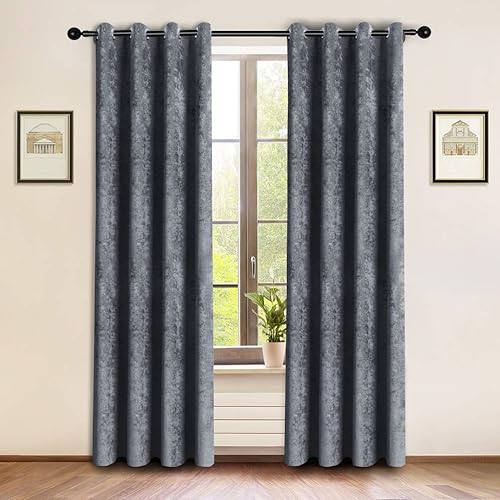 Miniatura 27 de ELKCA - Cortinas de ventana de chenilla dorada de doble cara para sala de estar, cortinas de lujo para dormitorio, con ojales en la parte superior