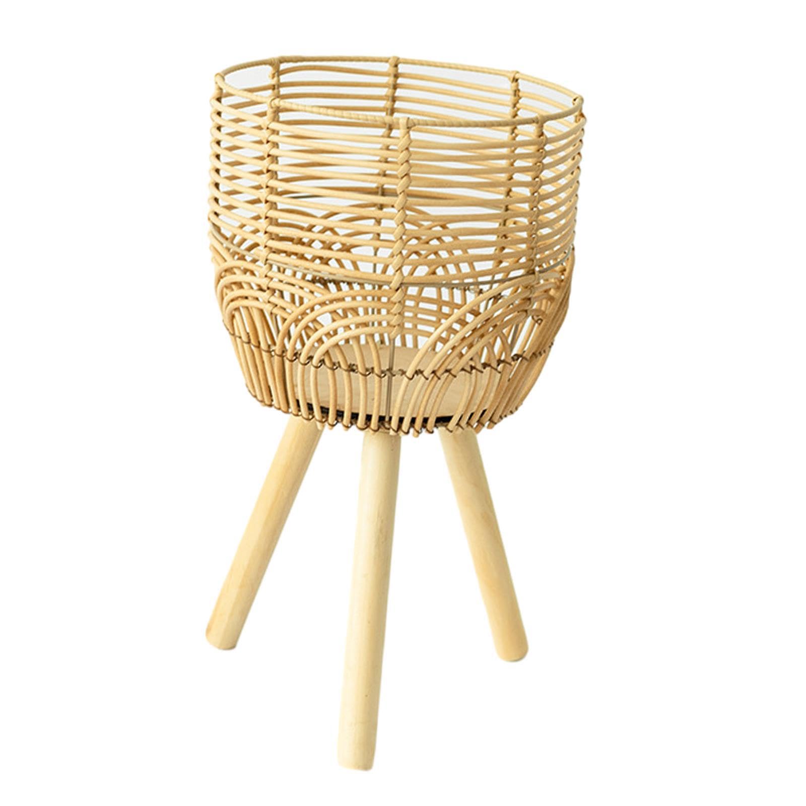 Alcxazs Brown Pastoral Footed Rattan Ornament Basket Stylish Addition To Home And Apartment Floor Flowerpot Organizer Baskets Rattan Simple Like Rs Landing Flower, M