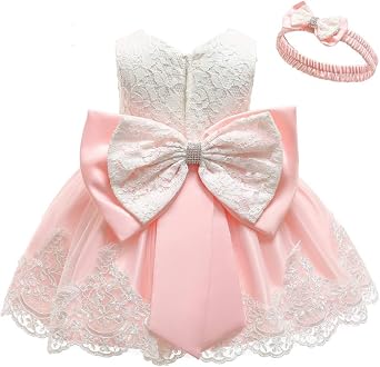 0-6T Toddler Baby Girls Embroidered Tutu Ball Gown Lace Dresses with Headwear