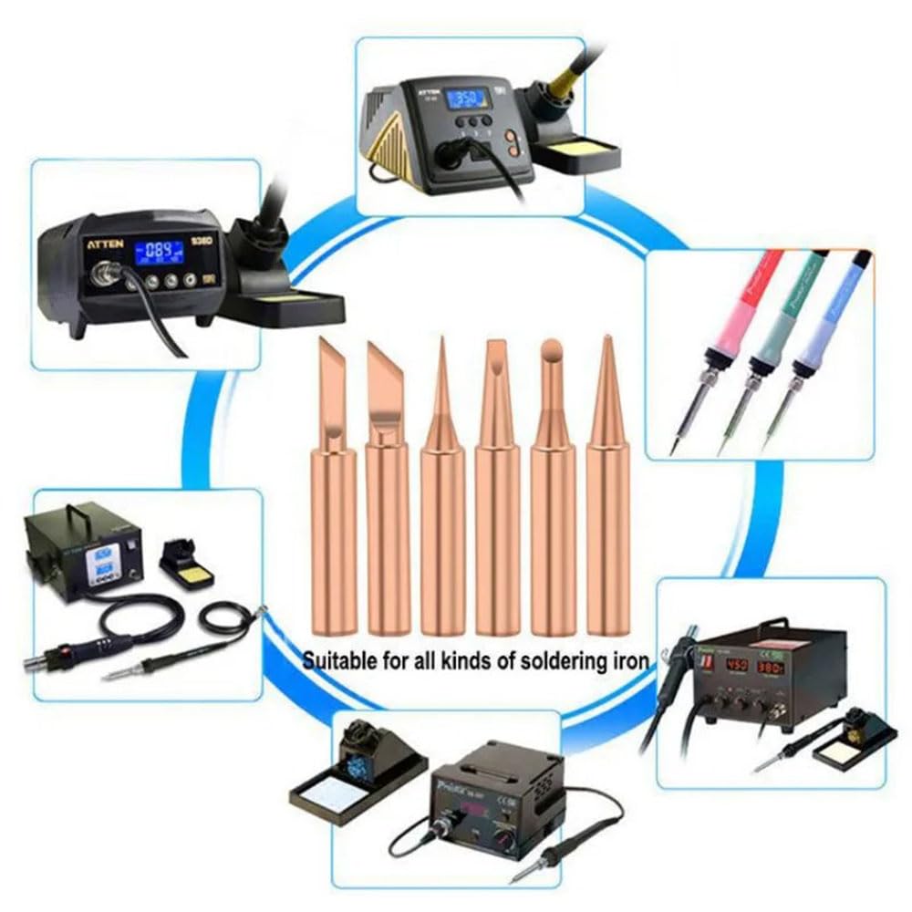 amiciTools Pure Copper Soldering Iron Bits, Lead Free Welding Bits for Low Temperature Solder (5Pcs, Mix Bits) - Image 4 thumbnail
