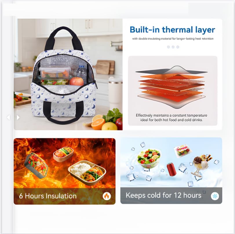 K Pop Lunch Box for Women, Cute Insulated Lunch Bag, Hunters Reusable Lunch Tote Bag for Travel Work Picnic (02)