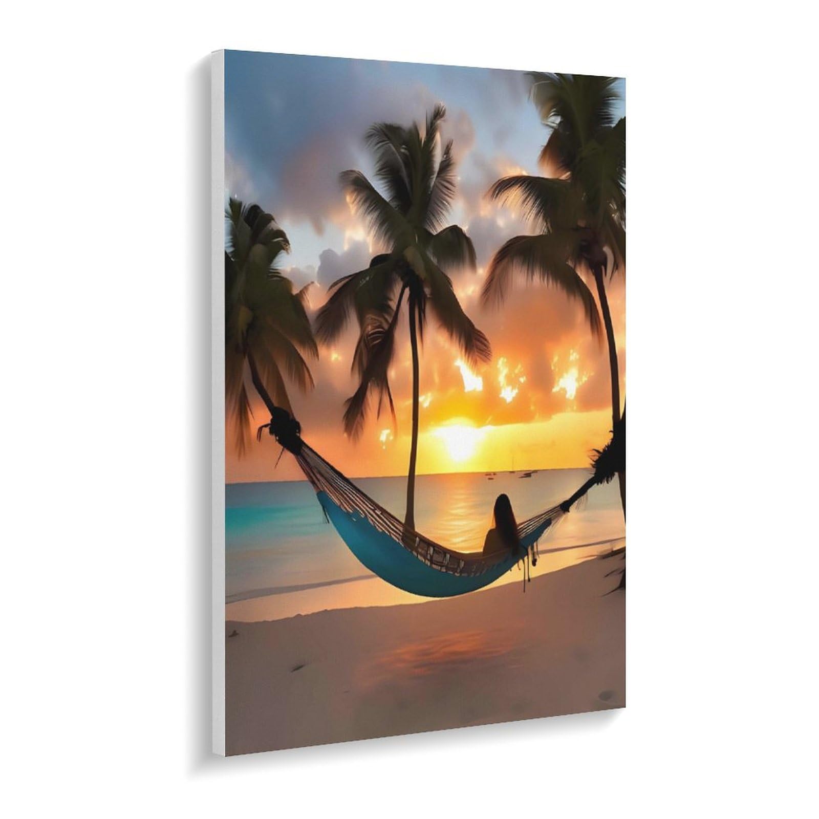 Malen nach Zahlen für Erwachsene, Anfänger, Erwachsene, Motiv: Kokosnuss, Strand, Sonnenuntergang, Hängematte, Malen nach Zahlen, Kits auf Leinwand, DIY-Acrylölfarben, Gemälde mit Pinseln als Geschenk
