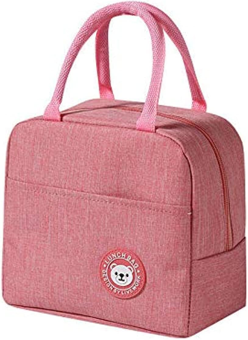 Robust Insulated Lunch Bags for Women and Men, Leak-Proof Water-Resistant Cooler tote bag container for Adults, kids, Light-weight Portable lunch box for Office work, Outdoor, Picnic, School(Pink)