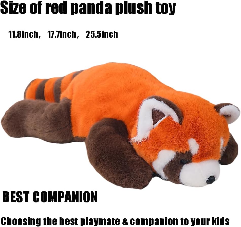 Red Panda Plush Stuffed Animal - Sleeping Plush Toy Pillow, Cute Hugging Plushie, Room Decor, Christmas Birthday Gifts for Kids Girls Boys (25.5in)