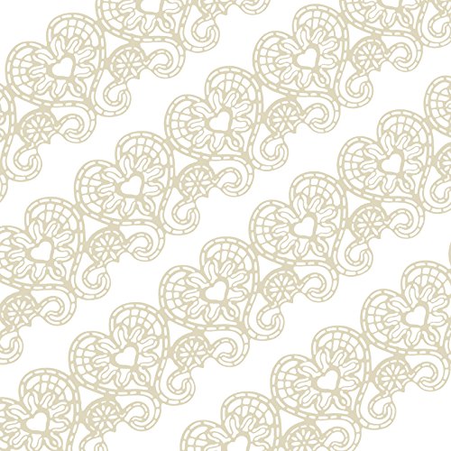 Funshowcase Large Pre-Made Ready to Use Edible Cake Lace Love Heart 14-inch 10-piece Set Ivory White