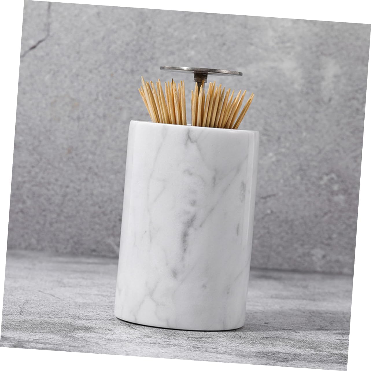 Marble Jar Toothpick Storage White Marble Toothpick Holder Cotton Swab Box for Organizing Decor