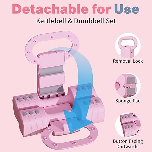 Miniatura 5 de Juego de pesas rusas ajustables, juegos de pesas rusas 4 en 1 (5.5 libras, 7.7 libras, 9.9 libras, 12.1 libras) para mujeres, juego de 2 mancuernas