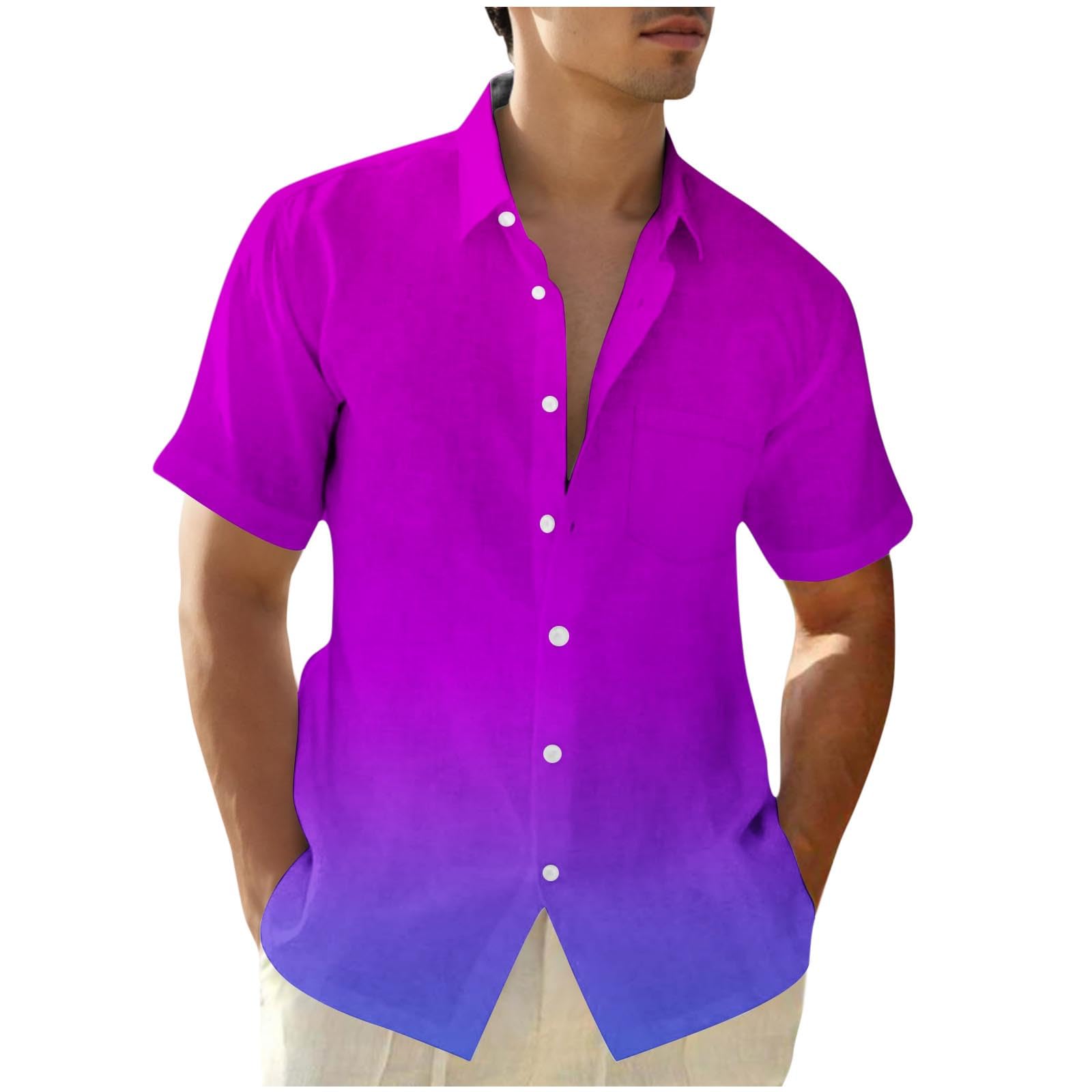 Mens Shirts Big and Tall Short Sleeve Hawaiian Beach T-Shirt Summer Causal Fashion Button Down Holiday Shirt 2025