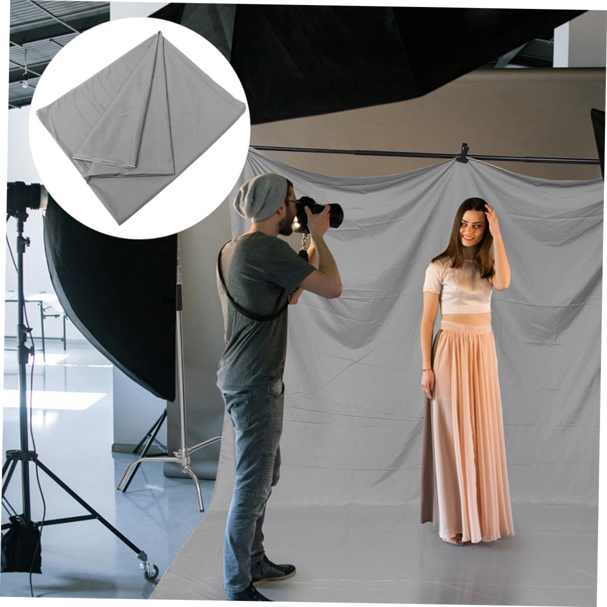 Sfondo Fotografico Grigio Spesso 3x2 M, Decorazione Fondale per Studio Fotografico e Scenografie, Telo Pieghevole Multiuso per Casa, Feste e Ristoranti