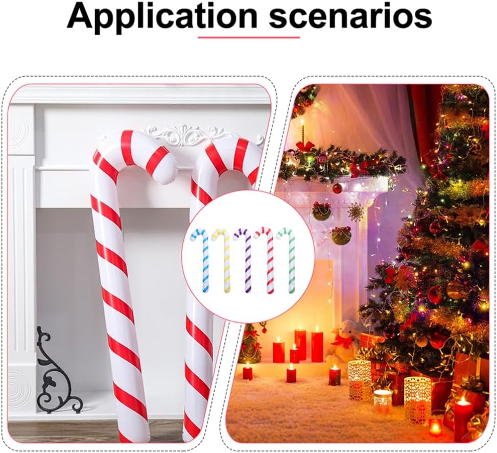 Gadpiparty 10pcs Inflatable Candy Canes Xmas Decorations for Festivities Material Easy to Inflate for Holiday Parties Family Gatherings