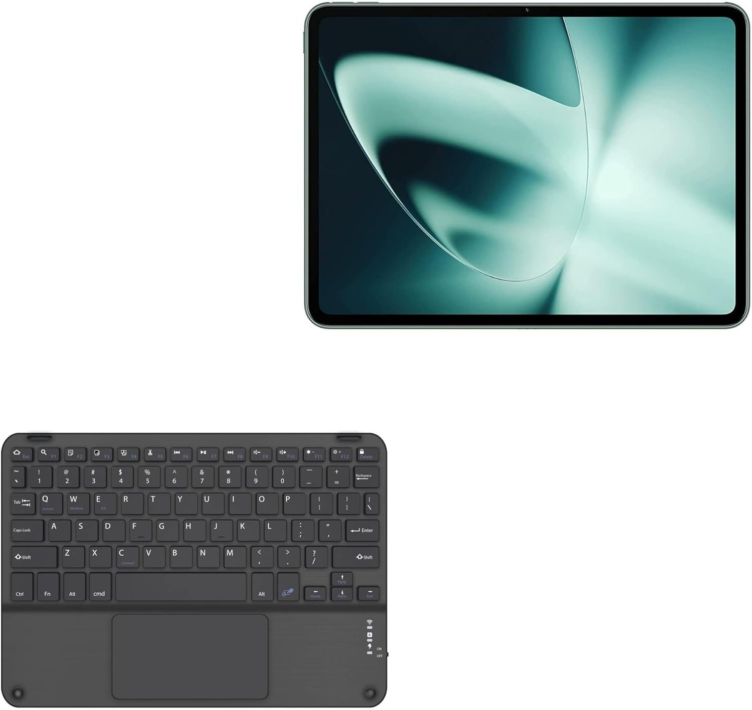 BoxWave Keyboard Compatible with OnePlus Pad (11.61 in) - SlimKeys Bluetooth Keyboard with Trackpad, Portable Slim TouchPad - Jet Black
