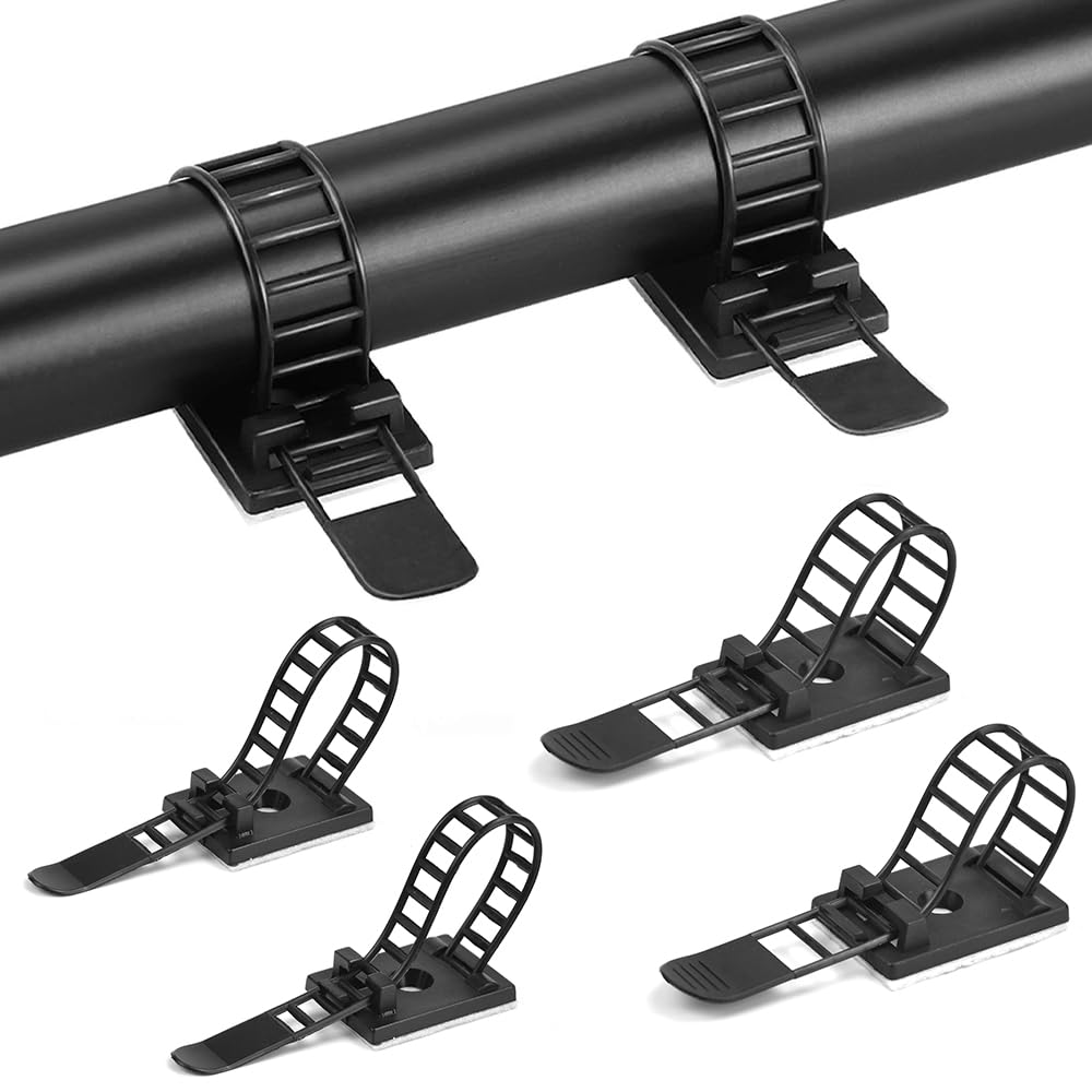 ZACUDA50 PCS Self-Adhesive Cable Ties,Multi-Purpose Cable Tidy Clips,Adhesive Wire Ties,Adjustable Nylon Cable Ties,Reusable Cable Clips,Cable Ties Adhesive Mounts for Desk Cord Cable Management
