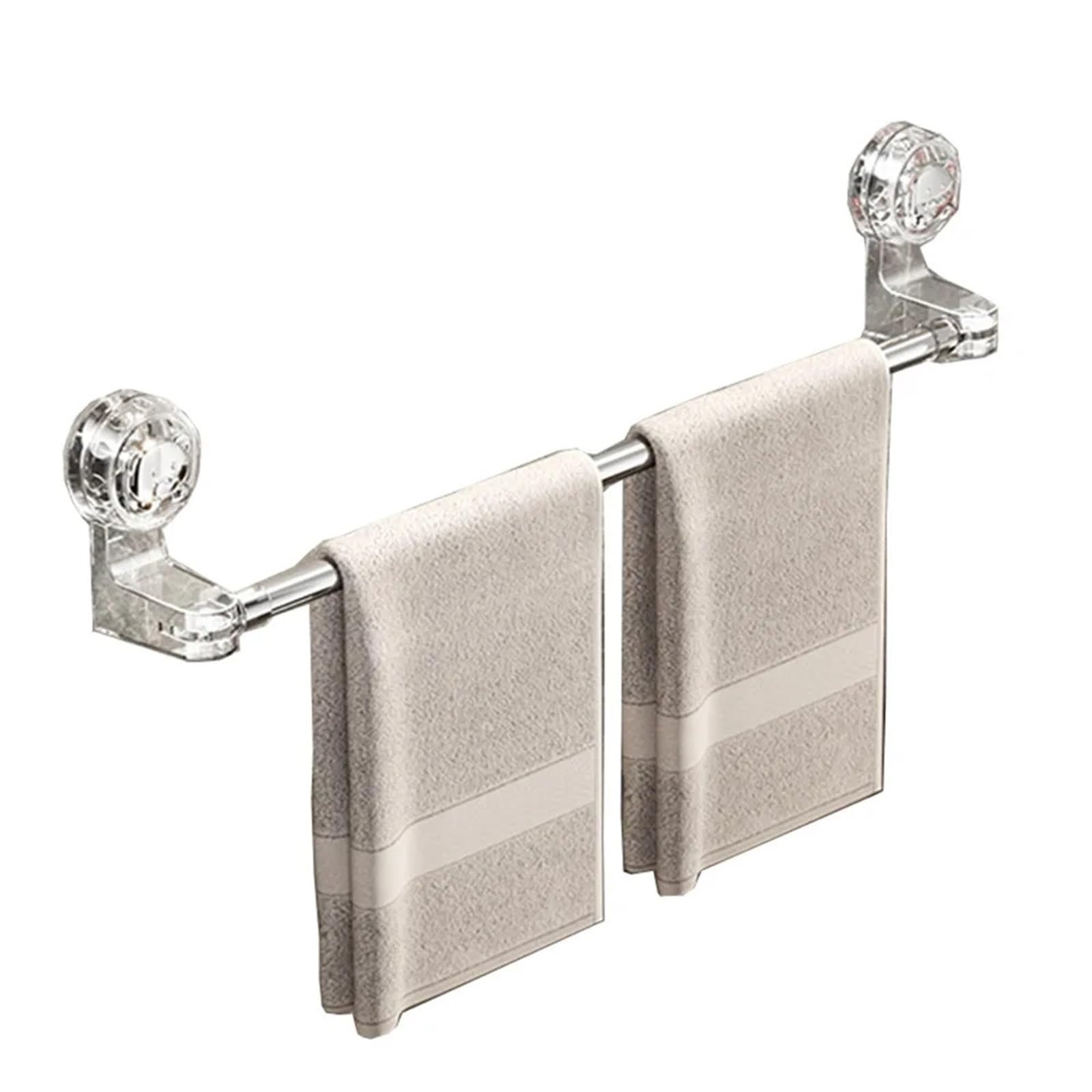 2pcs Suction Cup Retractable Towel Bar Wall Mounted Non-punching Bath Holder Water-proof Drain Transparent Shoe Rack For DIY Tools(Clear 30-60cm)