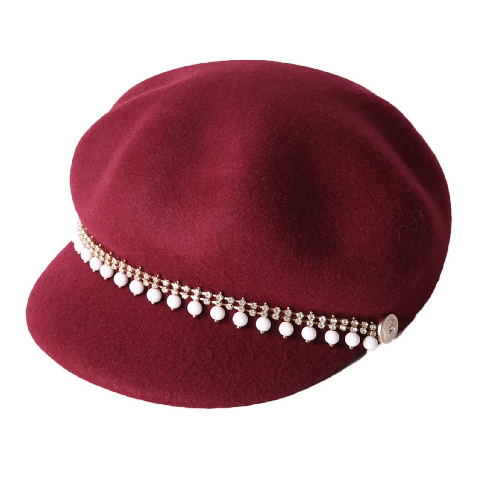 Donne Vintage Cappello di Feltro Fedora Elegante Autunno Inverno Berretto con Visiera, 100% Lana