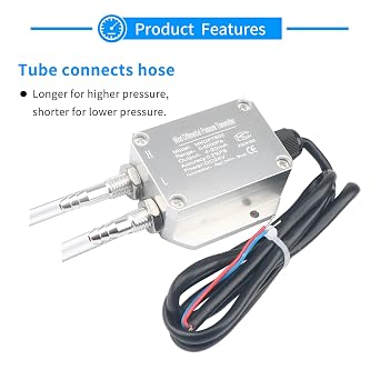 PoBaKra Air Differential Pressure Transmitters Dry Wind Difference Pressure Sensor 4-20mA Difference Pressure Gauges