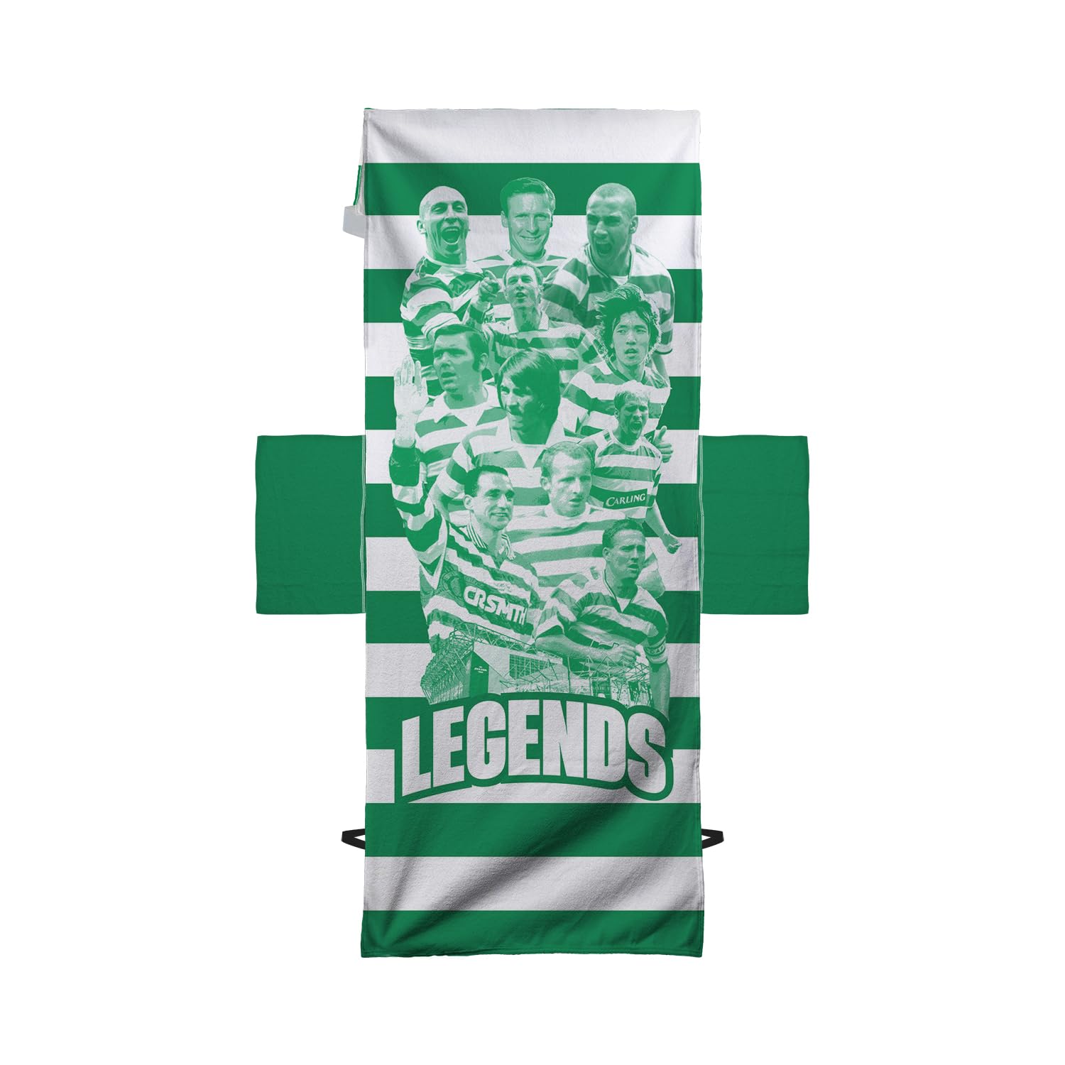 British Made Gifts Multicoloured Celtic - Player Montage - Football - Full Length Sun Lounger Towel With Pockets - Sunbed