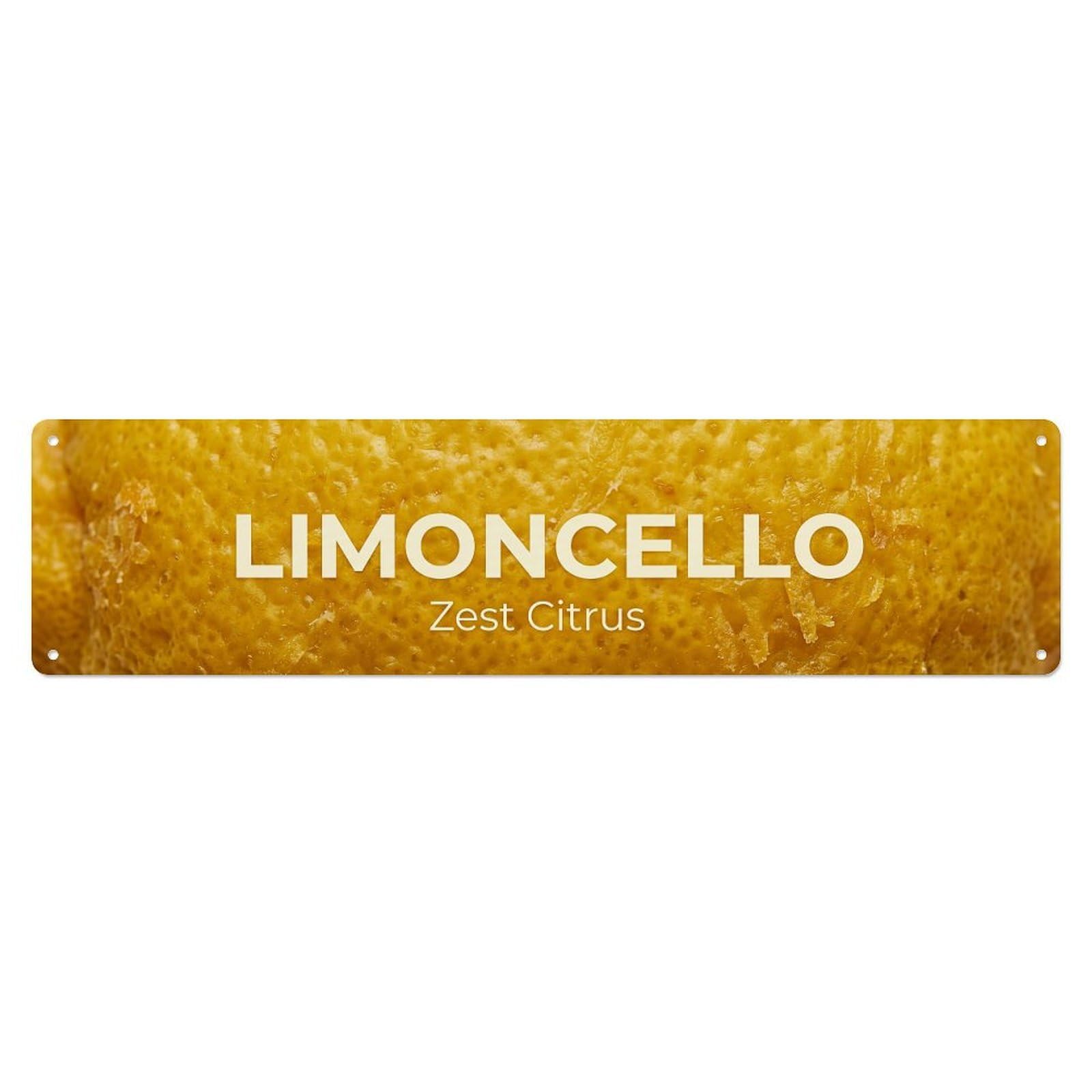 Vintage Limoncello Zest Italian Citrus Metal Tin Sign Plaque Wall Decor for Cafe, Club, Garden Metal Poster 4x16Inch
