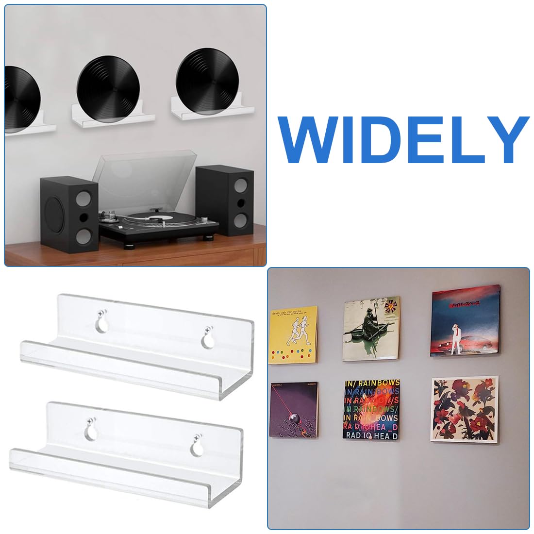 WUSJCOF 4pcs Porta CD Montato a Parete Porta Dischi in Vinile Porta vinili da Parete Porta Album in Acrilico per esporre l'ascolto Quotidiano di LP in Ufficio Decorazione Domestica