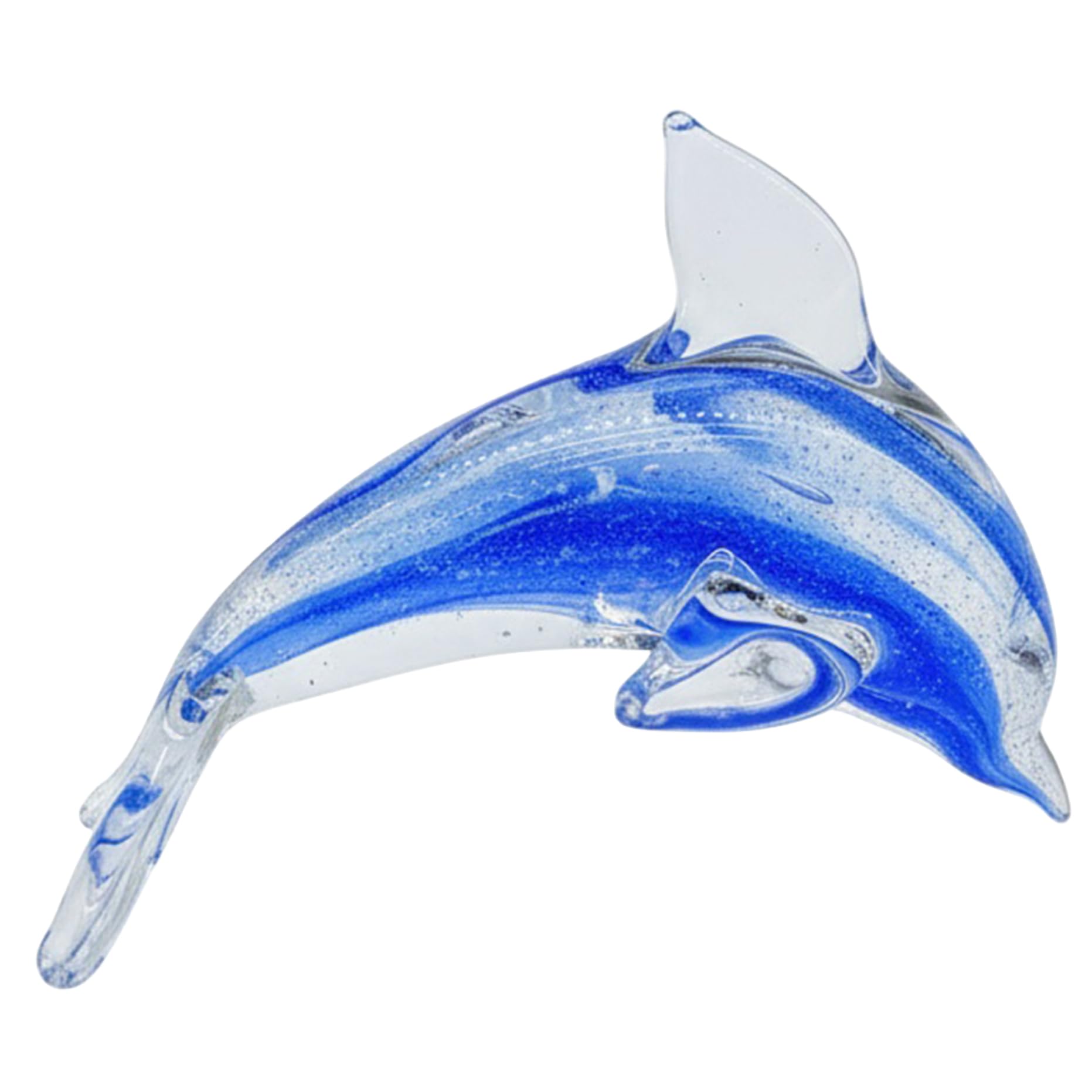 Figurines de dauphin bleu en verre soufflé de 5.51 pouces pour collection marin