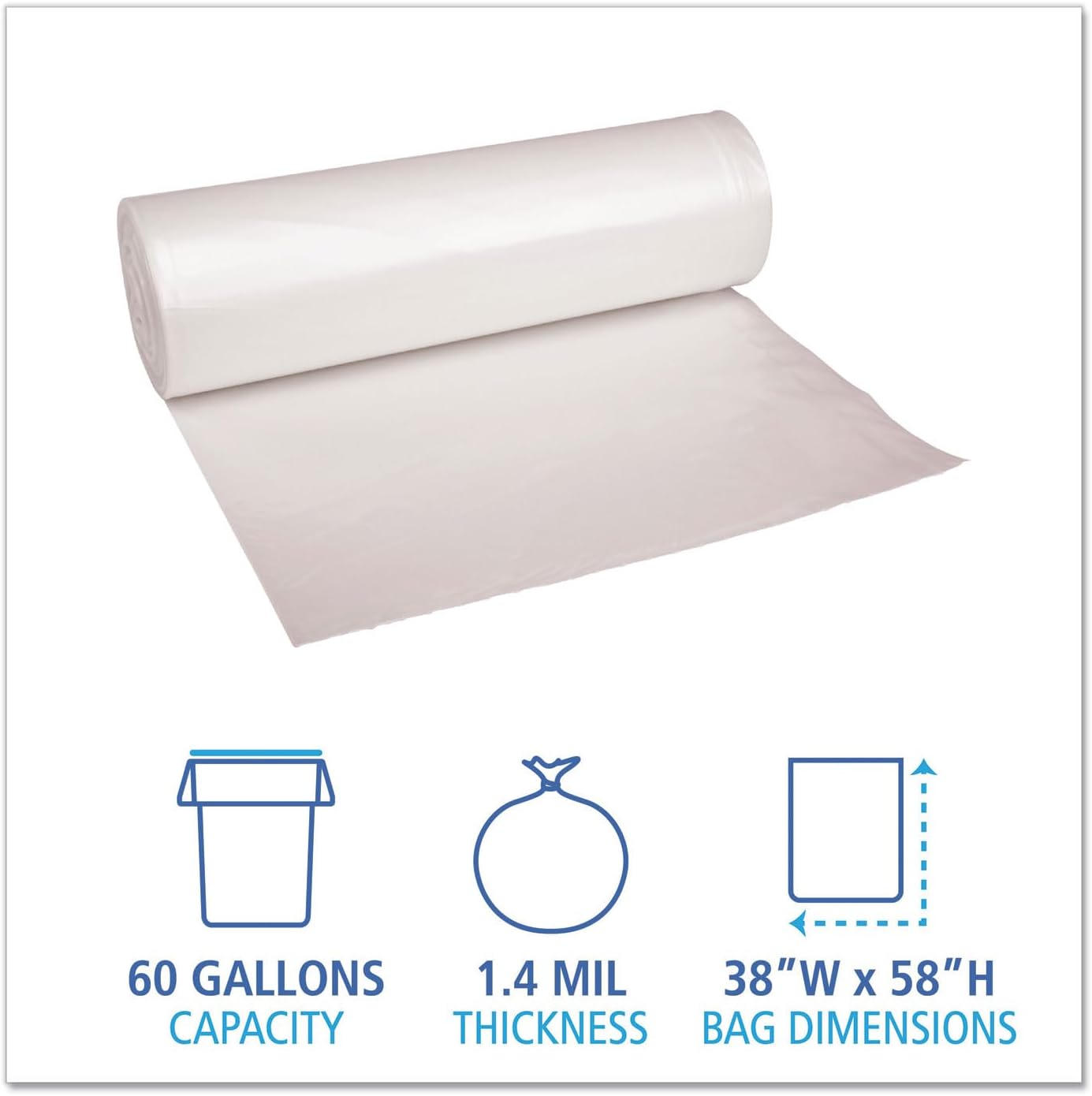 Super Extra Heavy-Duty Trash Bags | 51–60 Gallon White Garbage Bags | 100 Count Bulk Can Liners