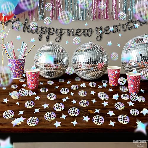 Image of KatchOn, 200Pcs Holographic Disco Confetti Iridescent Disco Ball Confetti for Graduation Party Supplies 2026 Prom Day Decorations Graduation Decorations 2026 Disco Table Decor