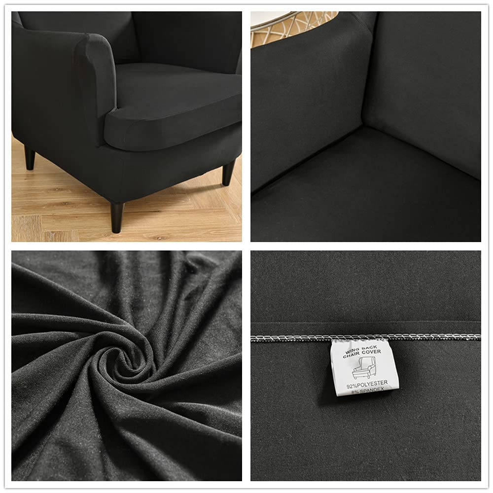 Highdi Tinta Unita Velluto 2 Pezzi Copripoltrona Con Orecchie Elasticizzato, Copridivano Da 1 Posto Con Fodera Per Cuscino, Lavabile Rimovibile, Per Bar Soggiorno Camera Da Letto (Beige - 10
