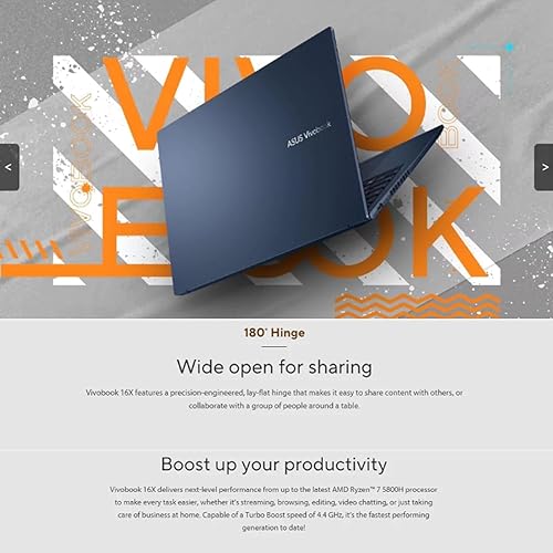 Miniatura 7 de ASUS Laptop Vivobook 2023, pantalla HD de 16 pulgadas, AMD Ryzen 7 5800HS (Beat i7-1195G7), 12 GB de RAM, SSD de 512 GB, gráficos AMD Radeon, WiFi