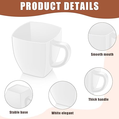 Miniatura 3 de Amyhill 100 tazas de té desechables, mini taza de té de plástico a granel con asa, taza de café de plástico duro, taza de café cuadrada desechable