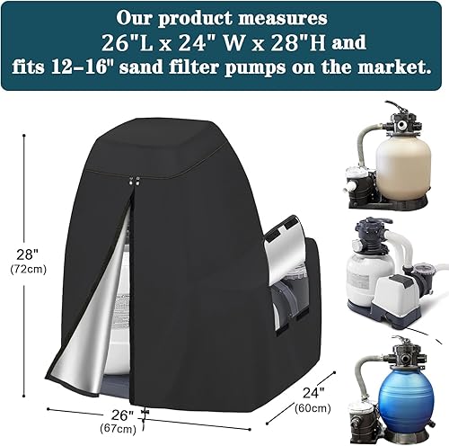 Miniatura 9 de Cubierta de bomba de filtro de arena para INTEX Krystal Bomba de filtro de arena transparente gris 600D tela Oxford impermeable, cubierta de filtros