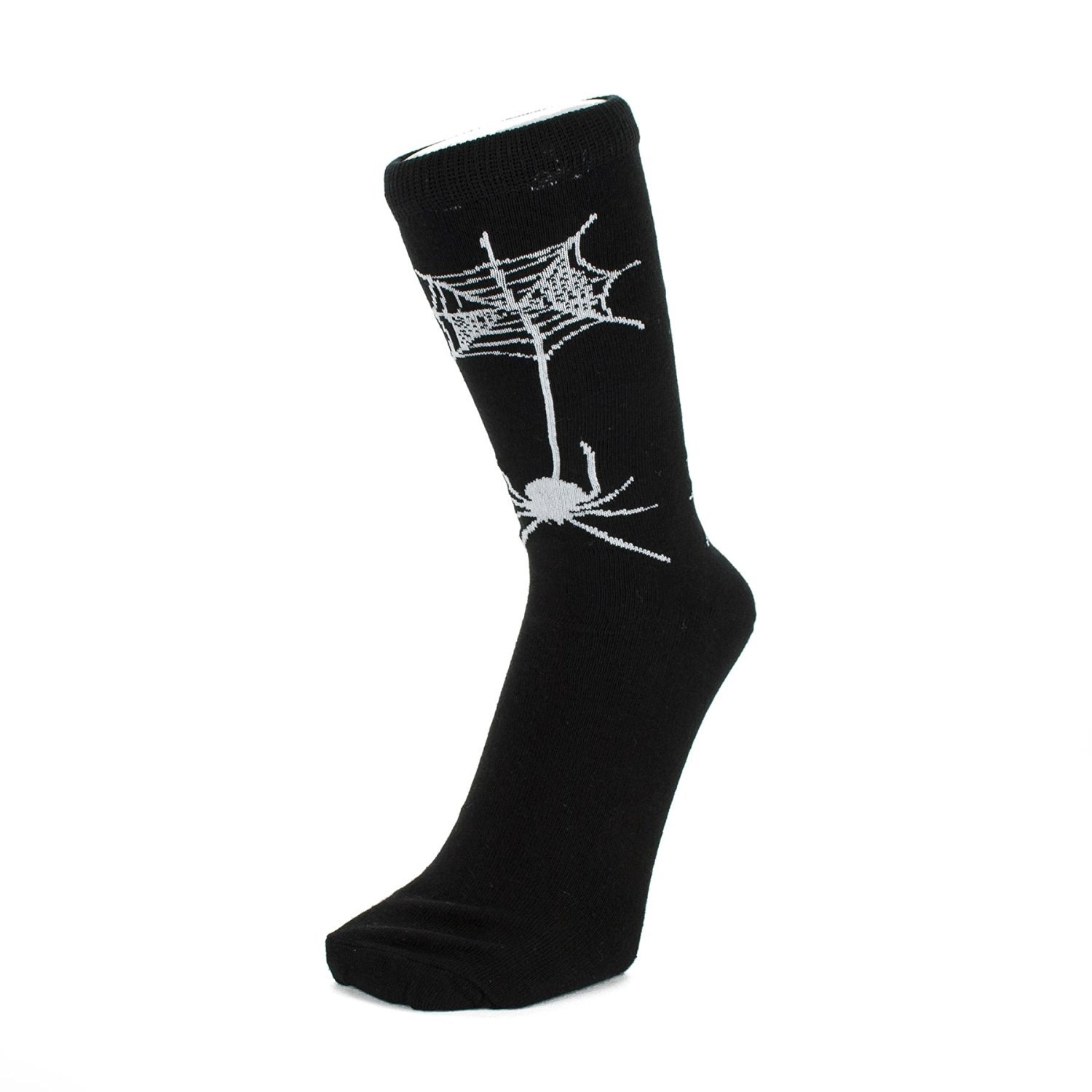 M MACAHEL Men's spider and web on white ankle Socks perfect for Spooky Halloween and Goth Events