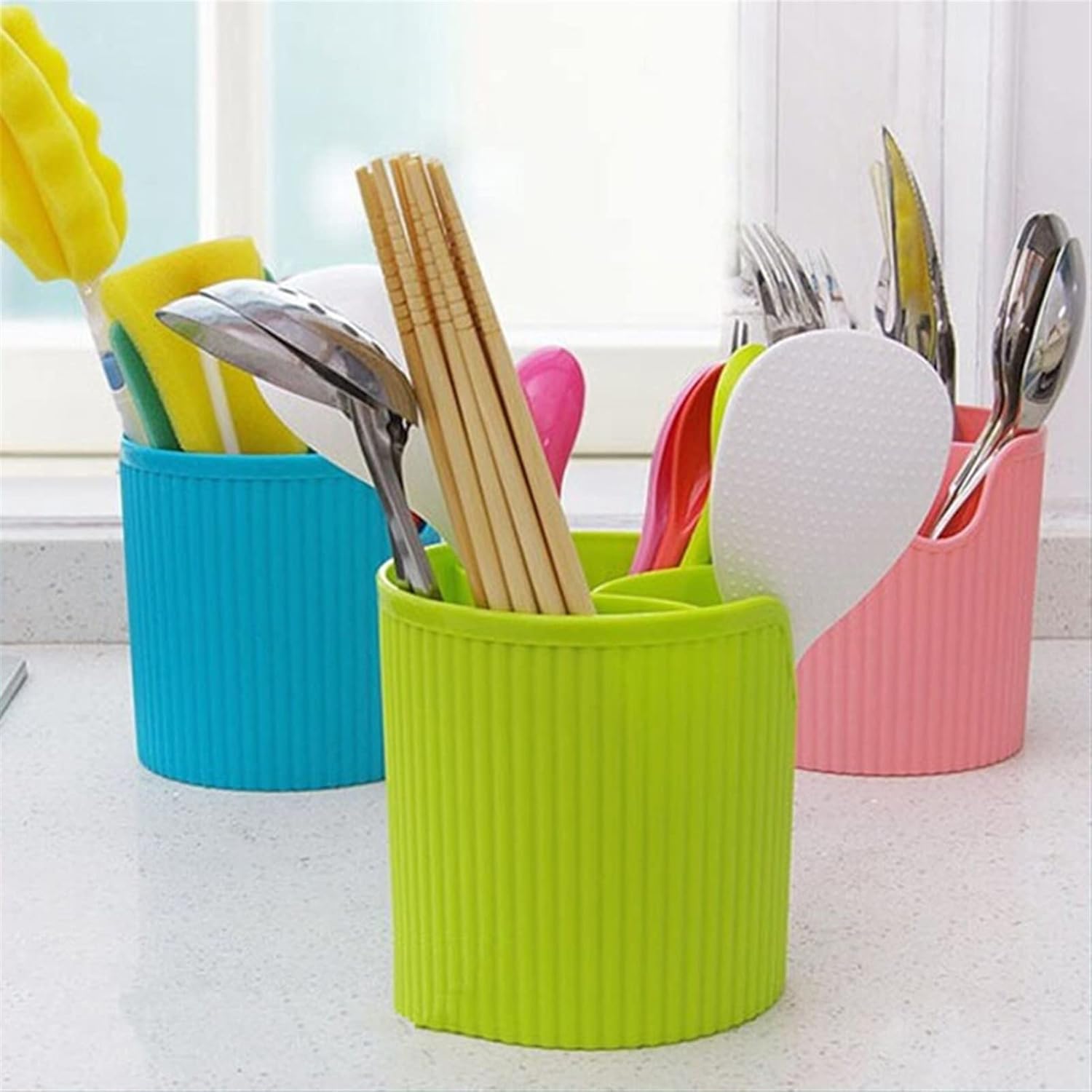 Tableware Bathroom Plastic Chopsticks Spoon Fork Storage Kitchen Accessories (Color : B) (B)