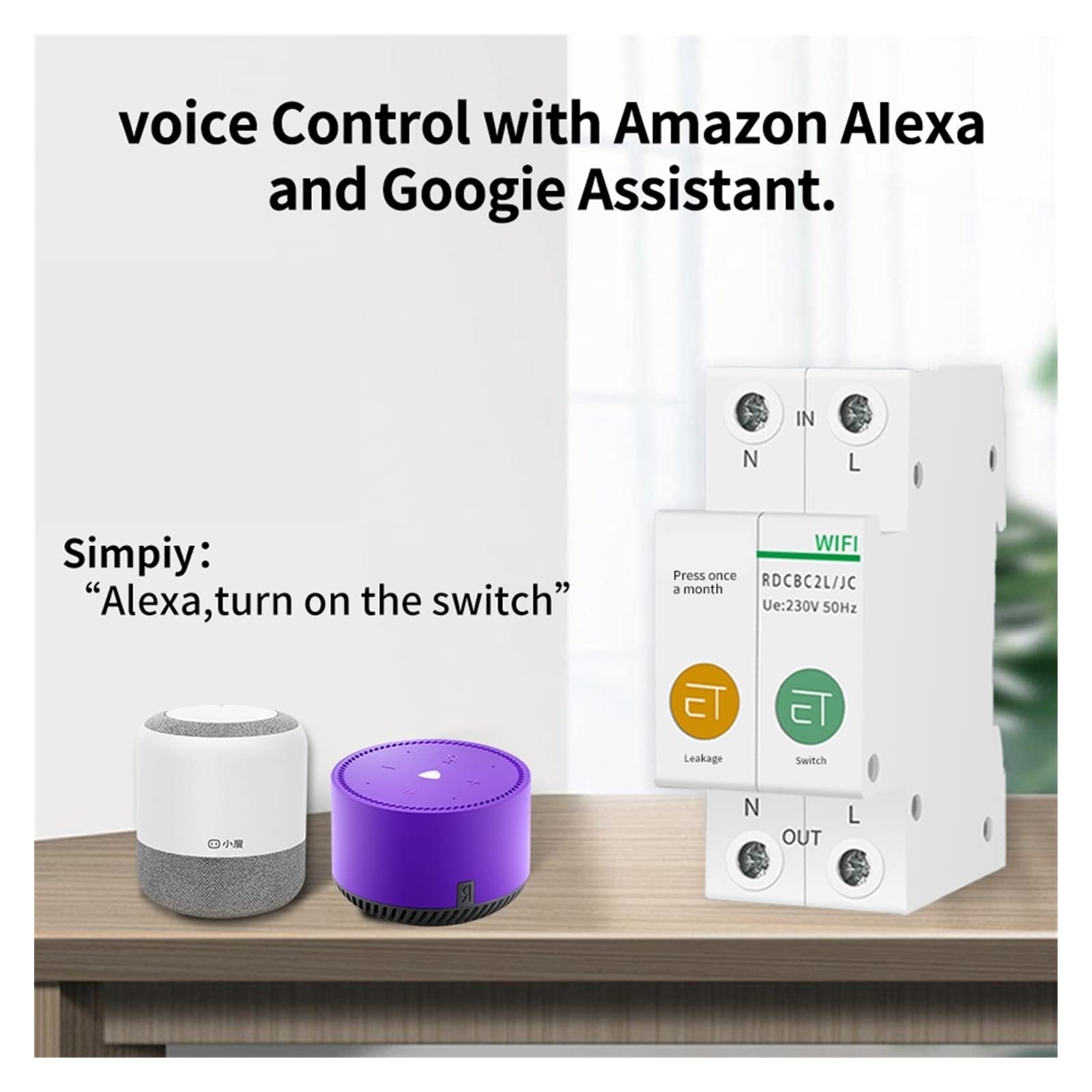 Medidor De Consumo Electrico, Relé de voltaje disyuntor inteligente con medidor de energía 1/2P protección contra fugas for interruptor de Control remoto de hogar inteligente , Fácil de instalar(2P,16