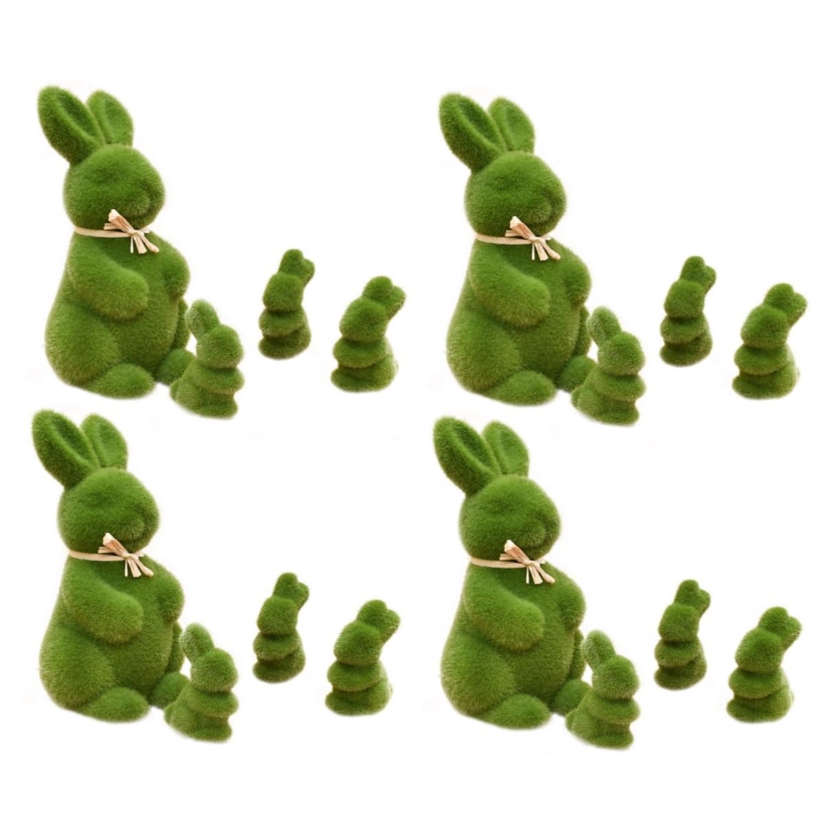 OUNONA 2 Ensembles Lapin De Pâques en Gazon Décoration De Lapin Dessin Animé Mini Lapins Roses Décoration De Jardin De Fées Lapins Artificiels Fournitures De Lapin 8 pièces * 2