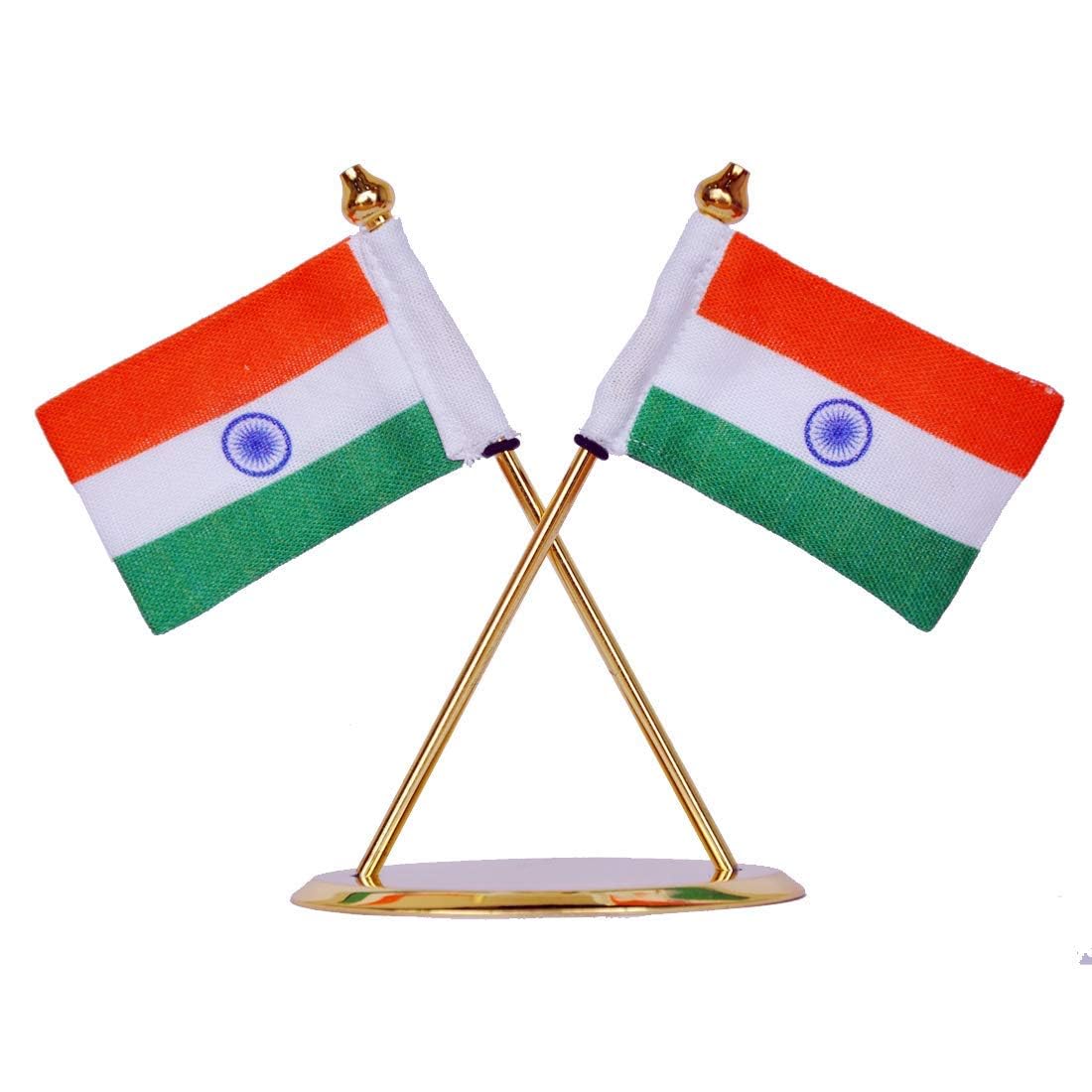 JEFFY Flag for Car Dashboard, Khadi Fabric decorative Flag with Gold Plated Metal Base, Office Desk Accessory, Tabletop Decoration for Home, Office & Corporate Use, Gift for Professionals-image-43