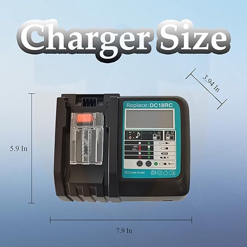 Miniatura 4 de The Power Shop 2 Pack 5000mAh BL1850B Batteries and 14.4V-18V DC18RC Charger Replacement for Makita BL1850 BL1850B BL1860B BL1840 BL1830 BL1815