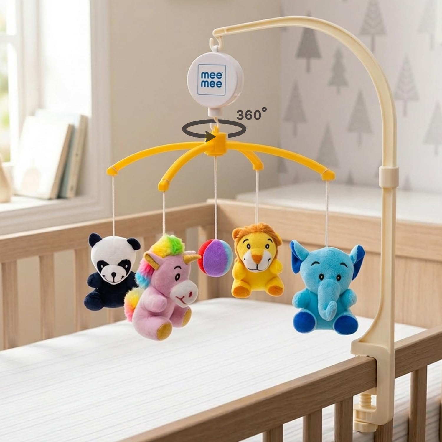 Mee Mee Musical Animal Cot Mobile (4-miękka zabawka Safari Theme)