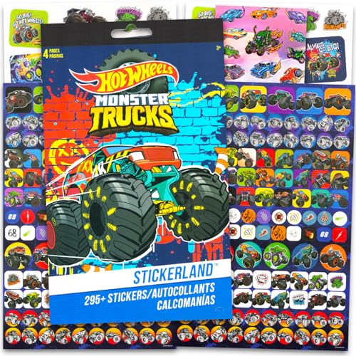 Hot Wheels Potty Training Stickers Bundle - Over 295 Monster Truck Reward Stickers for Toddlers Boys Kids | Hot Wheels Party Favors